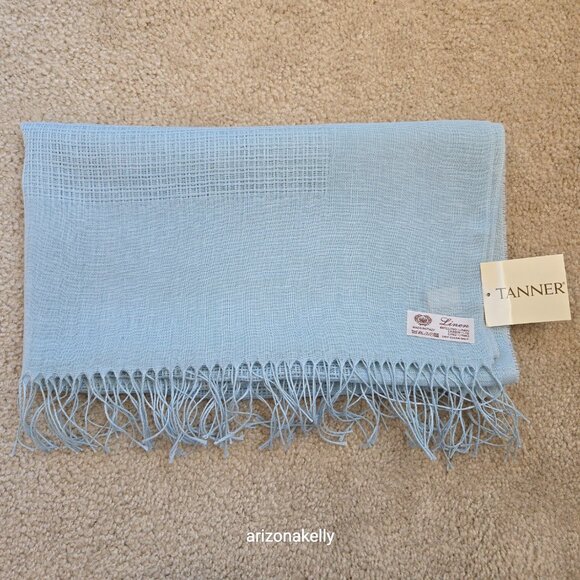 NWT Tanner Italian Linen Shawl Oversized Scarf Blue - Picture 12 of 12
